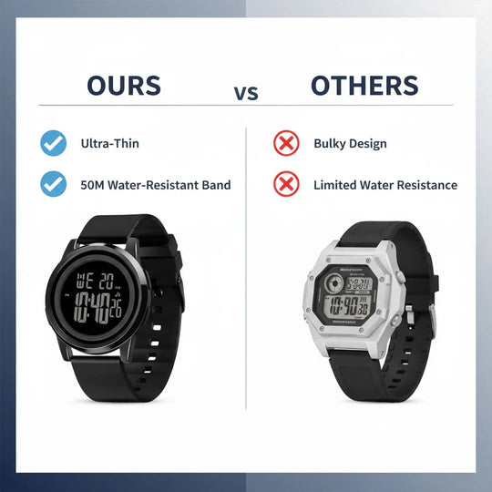Ultra-Thin Watch - Water-Resistant - Digital Display