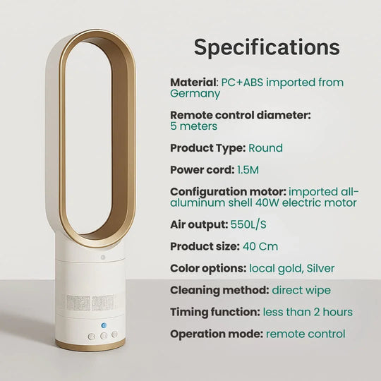 16 Inch Bladeless Fan - Remote Control - Modern Design