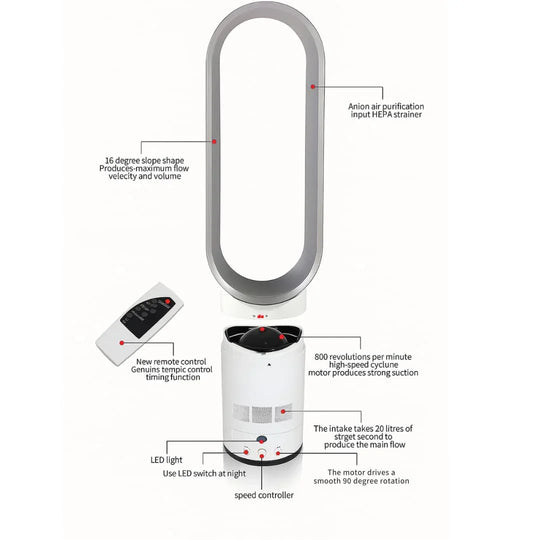 16 Inch Bladeless Fan - Remote Control - Modern Design
