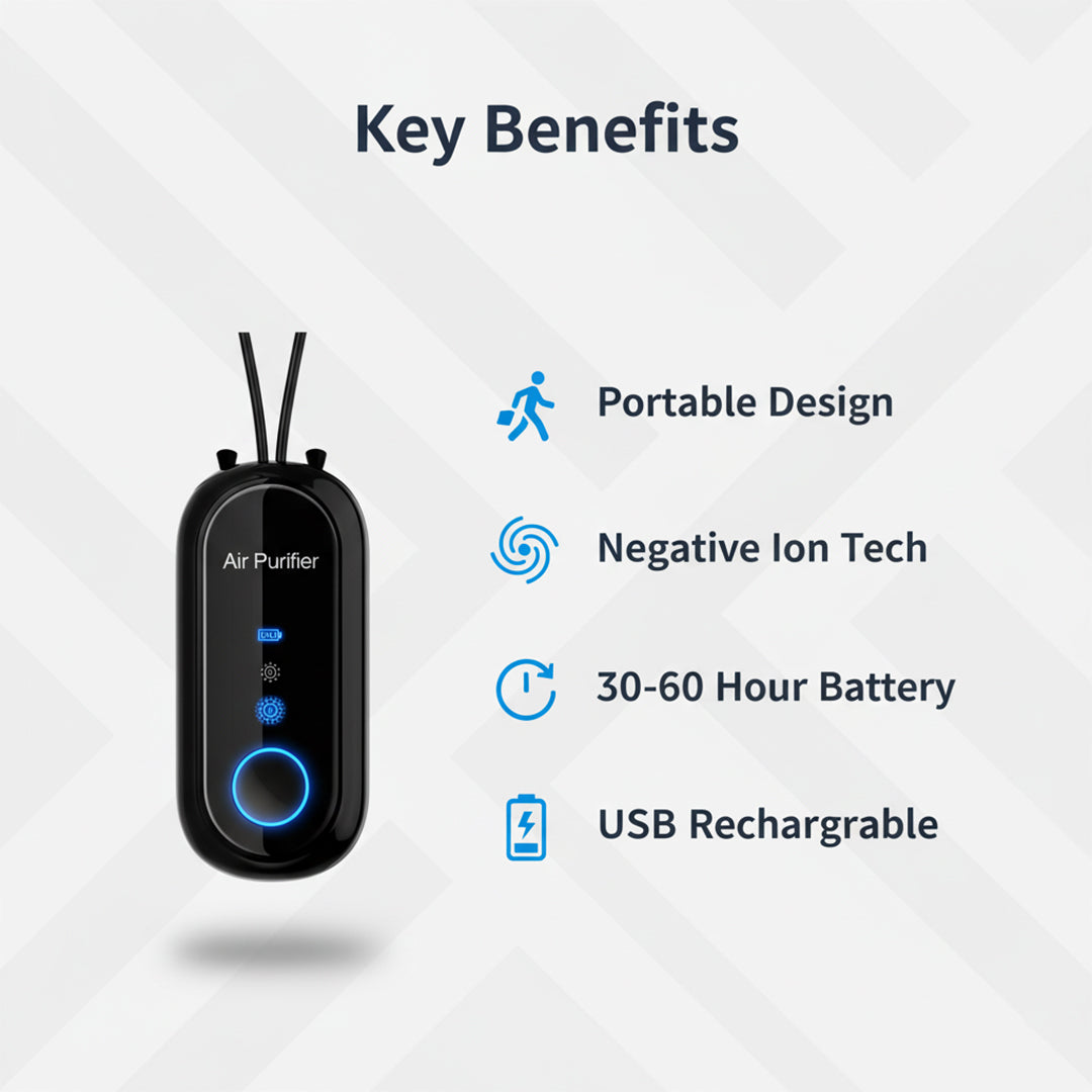 Personal Air Purifier - Wearable Necklace - USB Charging