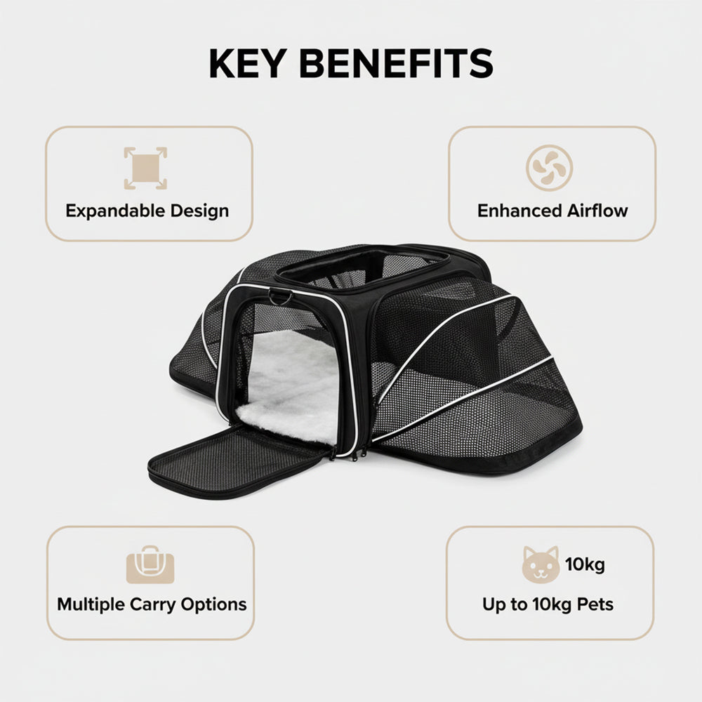 Expandable Pet Carrier - Travel-Friendly - Mesh Design