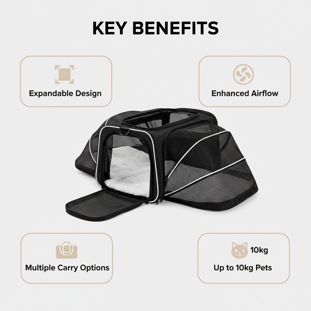 Expandable Pet Carrier - Travel-Friendly - Mesh Design