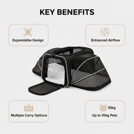 Expandable Pet Carrier - Travel-Friendly - Mesh Design