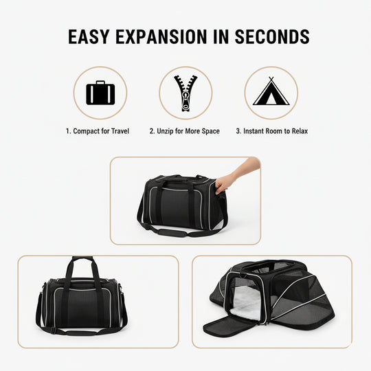 Expandable Pet Carrier - Travel-Friendly - Mesh Design