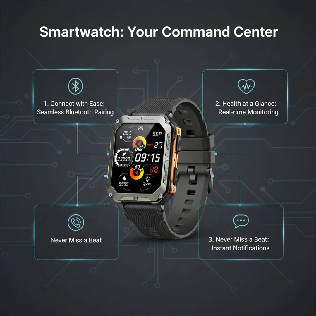 Smartwatch - Rugged Design - Health Tracking