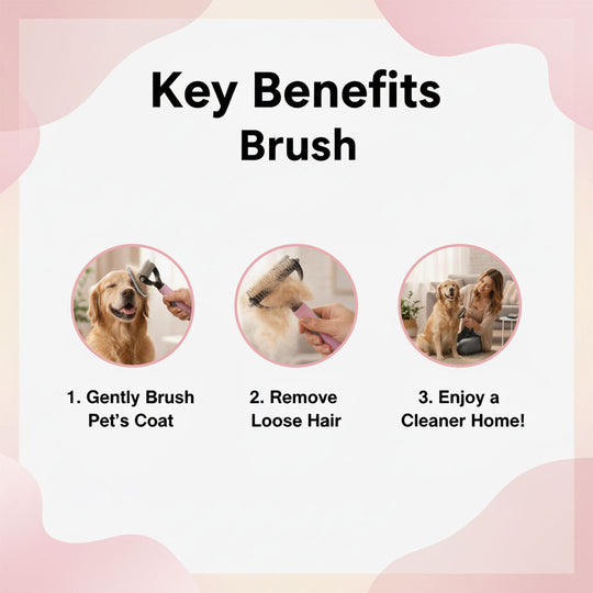 Pet Deshedding Brush - Gentle Grooming Tool - For Dogs and Cats