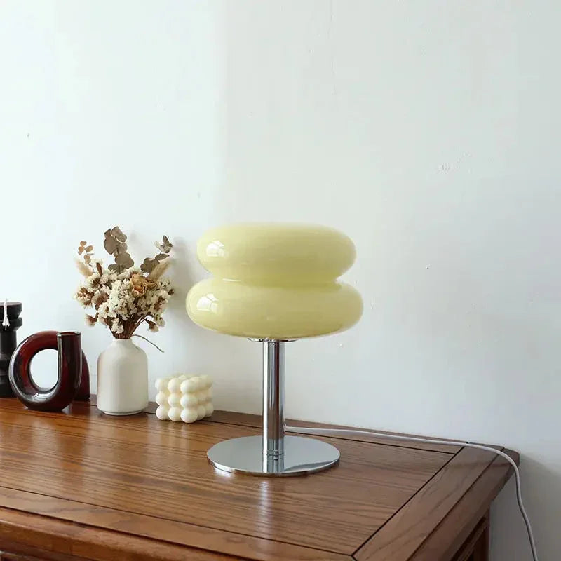 Bedside Lamp - Glass Shade - Chrome Base