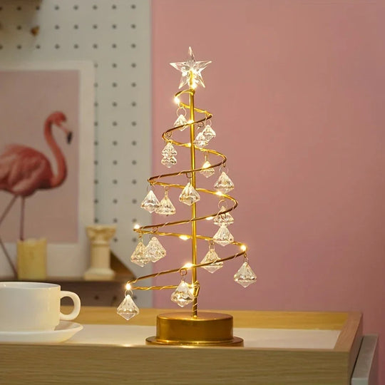 Christmas Tree Night Light - Crystal Design - Battery Powered