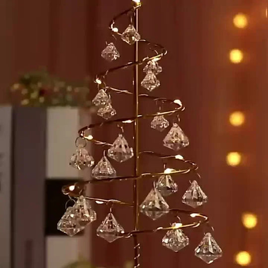 Christmas Tree Night Light - Crystal Design - Battery Powered