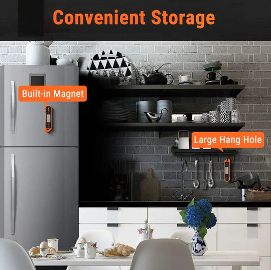 Digital Food Thermometer - Backlit Display - Foldable Probe