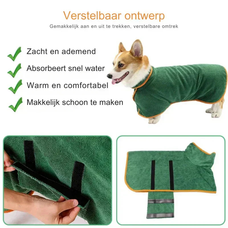Dog Bathrobe - Quick-Drying - Adjustable Fit