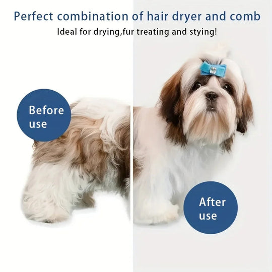 Dog Hair Dryer - Grooming Brush - Styling Comb