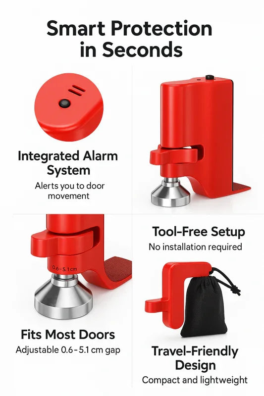 Portable Door Lock - Alarm Feature - Travel Use