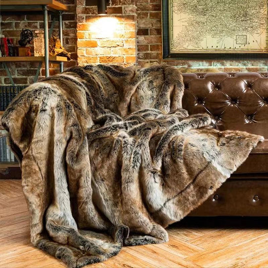 Faux Fur Throw Blanket - Soft Mink - Decorative Design