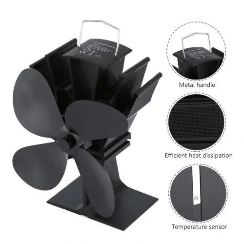 Fireplace Fan - Heat Powered - 4 Blade
