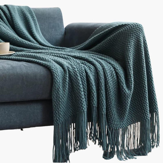 Merino-Style Blanket - Tassels - Acrylic Fabric