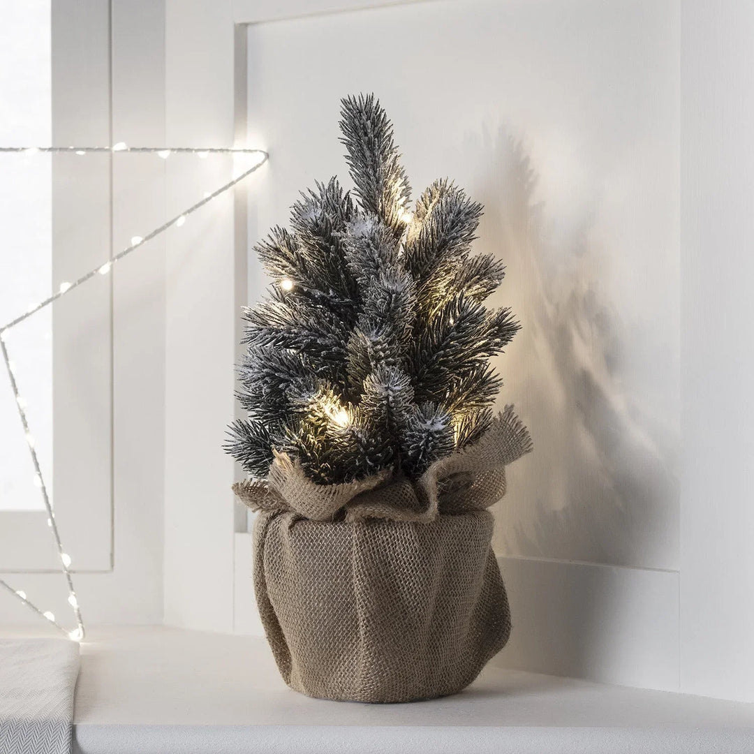 Mini Frosted Christmas Tree - LED Lights - Table Decoration