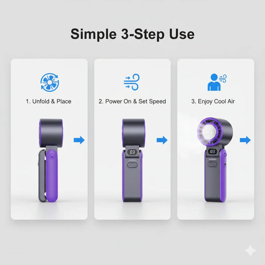 Mini Handheld Fan - Rechargeable - Folding Design