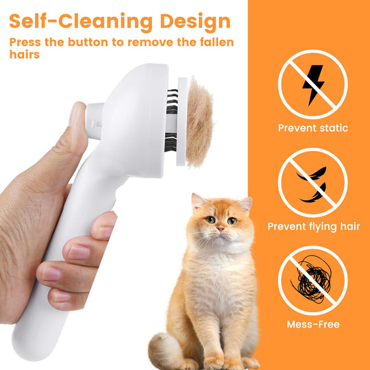 Pet Grooming Brush - Steam Spray - Self Cleaning