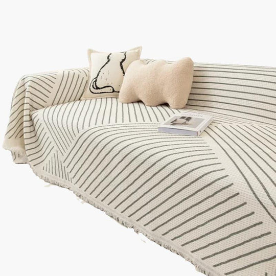 Sofa Throw Blanket - Scandinavian Design - Tassel Edge