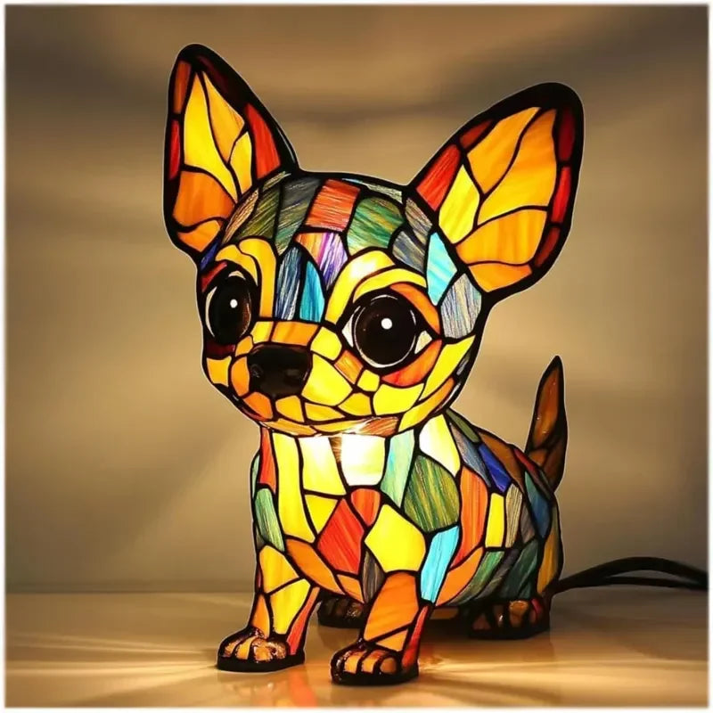 Stained Glass Lamp - Dog Design - Table Lamps