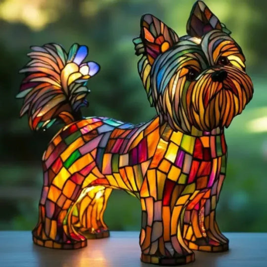 Stained Glass Lamp - Dog Design - Table Lamps