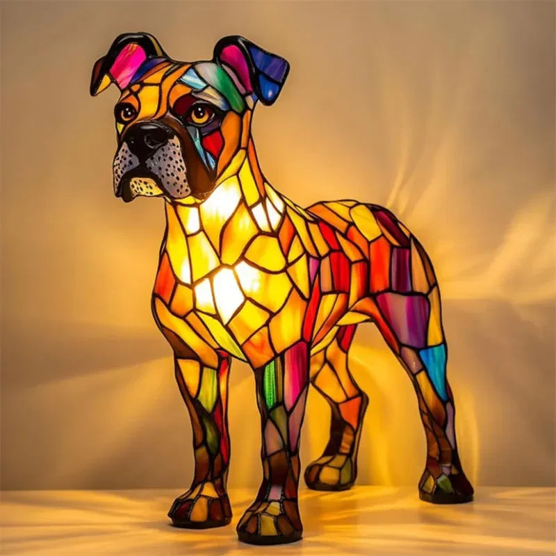 Stained Glass Lamp - Dog Design - Table Lamps