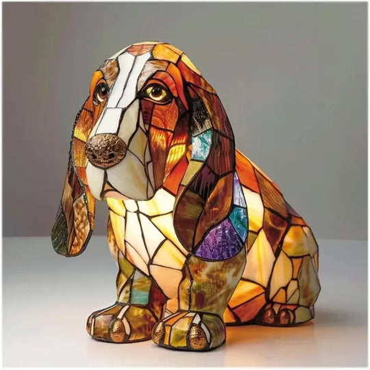 Stained Glass Lamp - Dog Design - Table Lamps