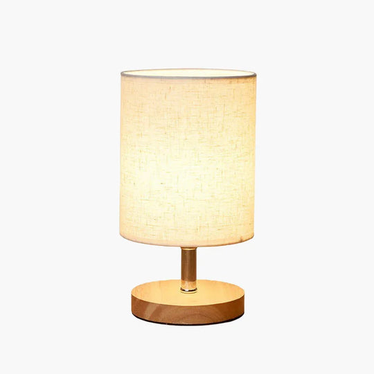 Table Lamp - Fabric Shade - Wooden Base