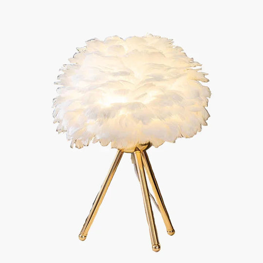Table Lamp - Feather Shade - Tripod Base