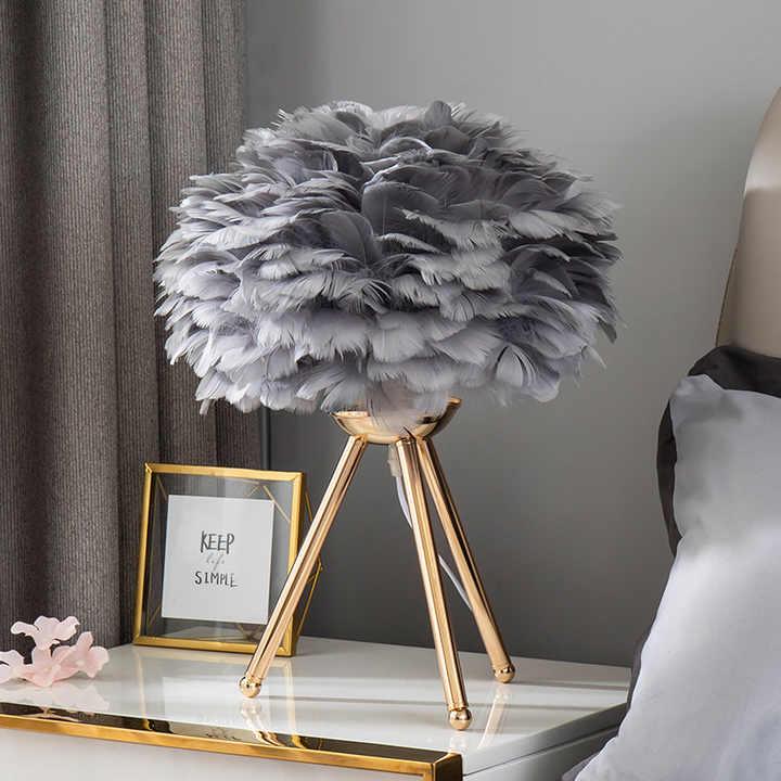Table Lamp - Feather Shade - Tripod Base