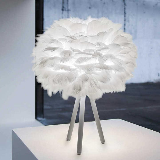 Table Lamp - Feather Shade - Tripod Base