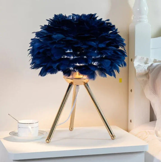 Table Lamp - Feather Shade - Tripod Base