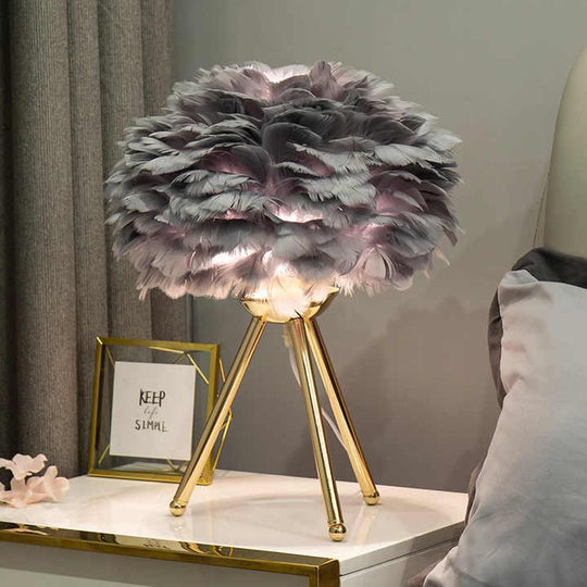 Table Lamp - Feather Shade - Tripod Base