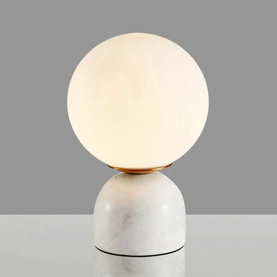 Table Lamp - Glass Globe - Stone Base
