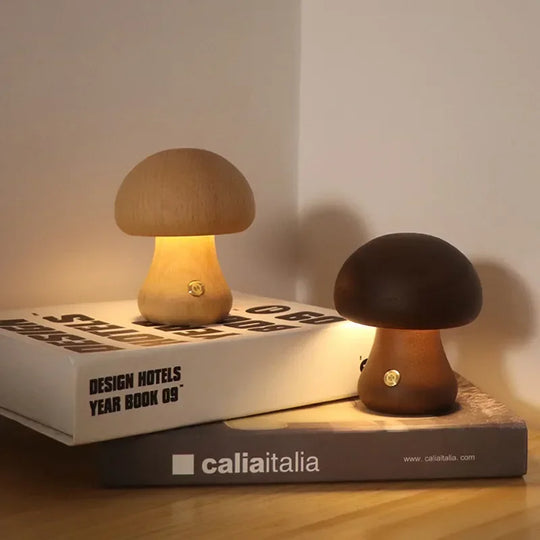 Table Lamp - Wooden Design - Mushroom Shape