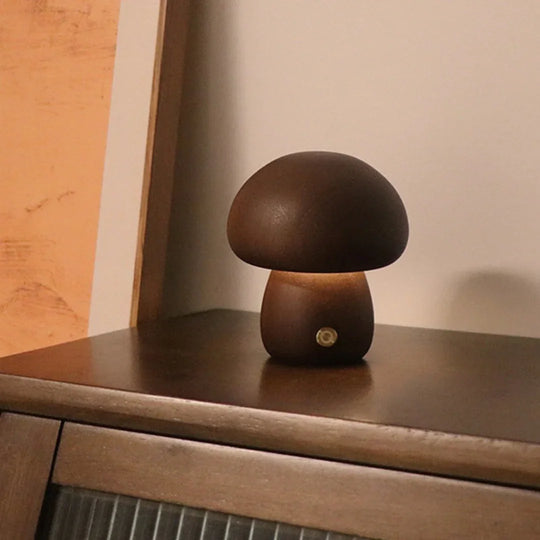 Table Lamp - Wooden Design - Mushroom Shape