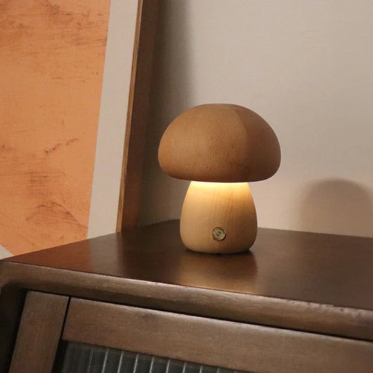 Table Lamp - Wooden Design - Mushroom Shape