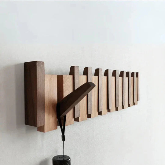 Wooden Coat Rack - Piano-Inspired Design - Multiple Hooks