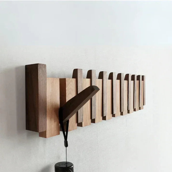 Wooden Coat Rack - Piano-Inspired Design - Multiple Hooks