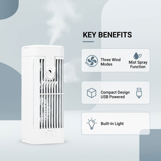 Portable Air Cooler - Desk Fan - Spray Cooling