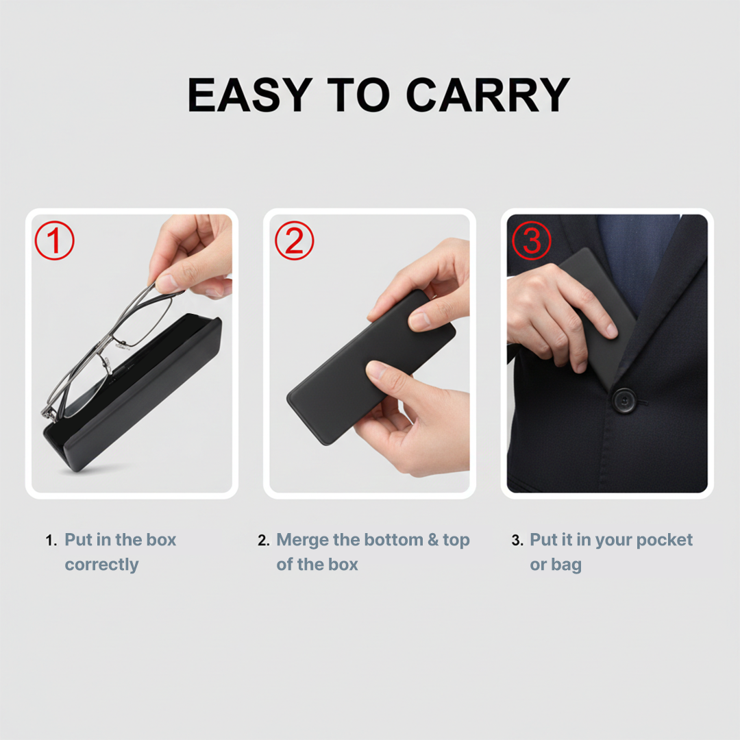 Folding Reading Glasses - Compact Design - Stainless Steel