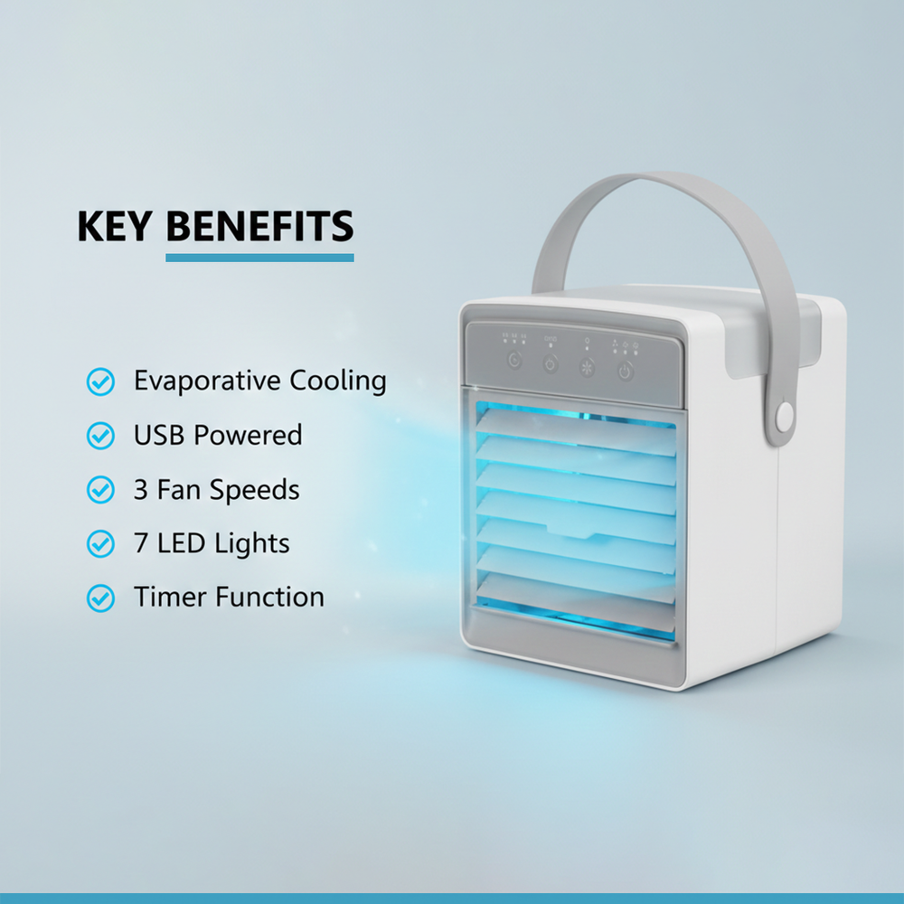 Portable Air Cooler - USB Powered - Adjustable Settings