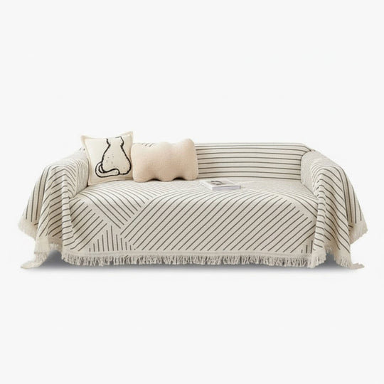 Sofa Throw Blanket - Scandinavian Design - Tassel Edge