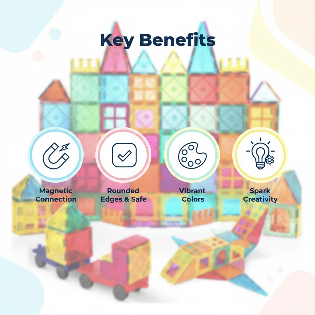 Magnetic Building Blocks - Kids Montessori - 60 Pieces