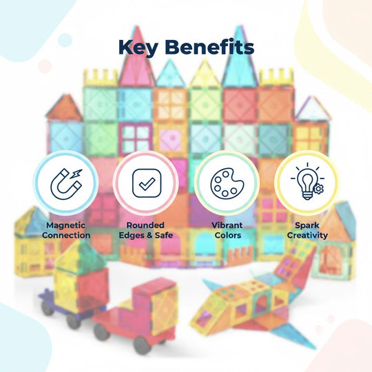 Magnetic Building Blocks - Kids Montessori - 60 Pieces