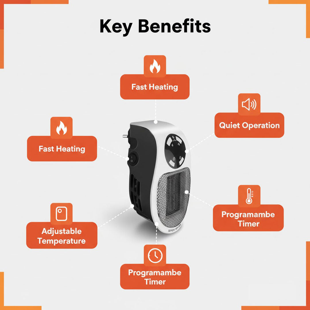 Electric Space Heater - Portable Plug-In - Compact Design