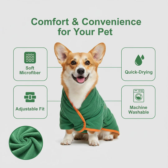 Dog Bathrobe - Quick-Drying - Adjustable Fit