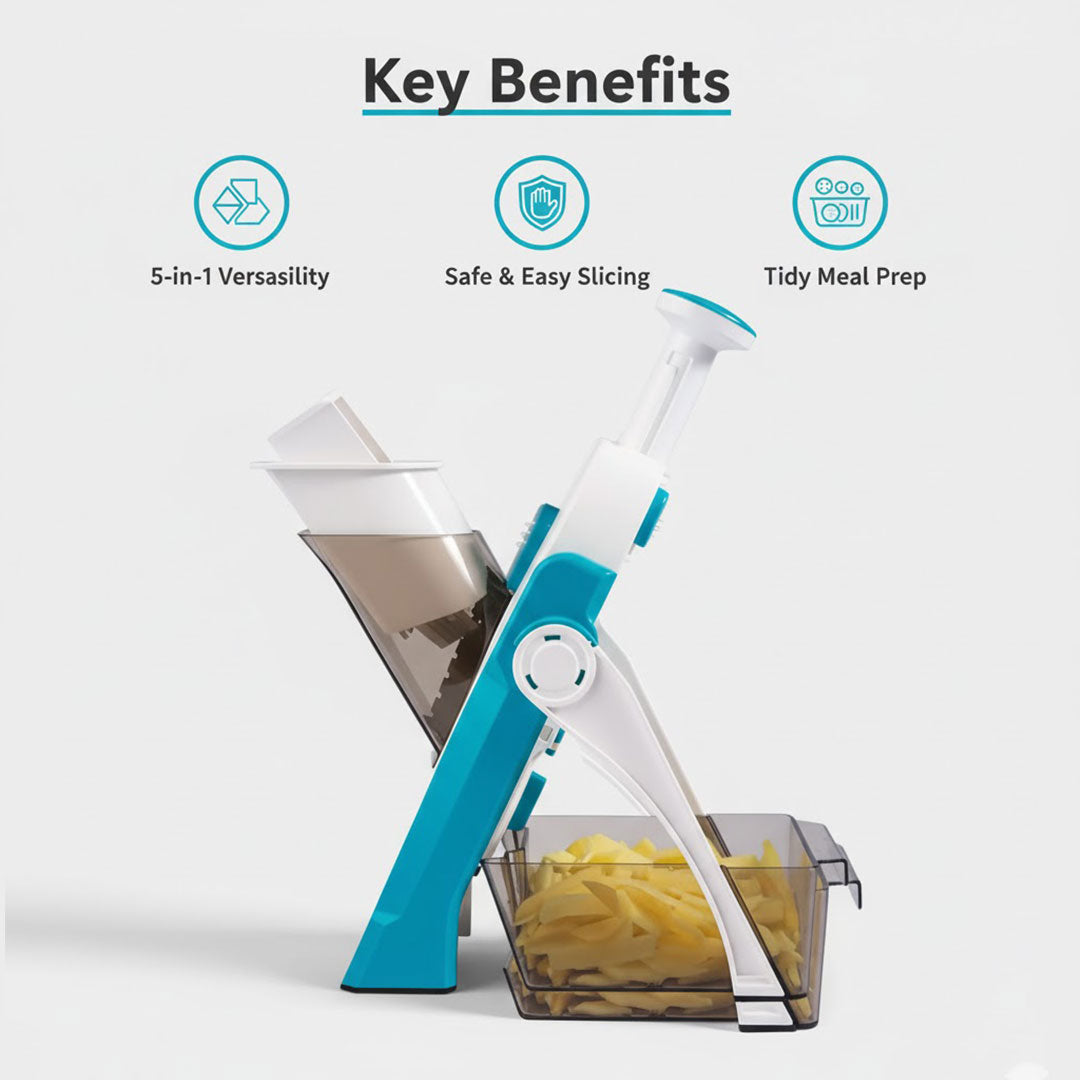 Vegetable Slicer - Interchangeable Blades - Safety Design