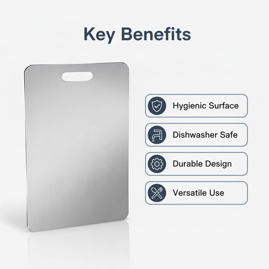 Stainless Steel Cutting Board - Hygienic Surface - Dishwasher Safe